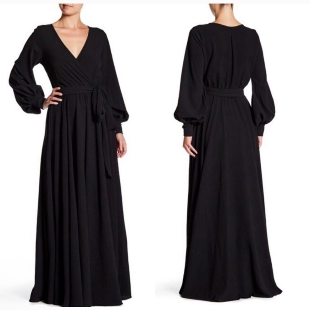 NWT Meghan LA Black Maxi‎ Wrap Dress
